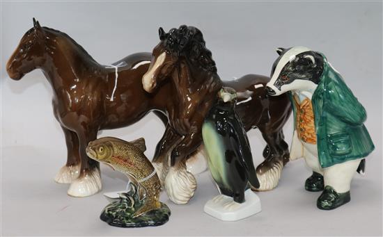 A Cinque Ports Pottery figure, Lord William Badger (The Country Gentlemen range) and four other models,